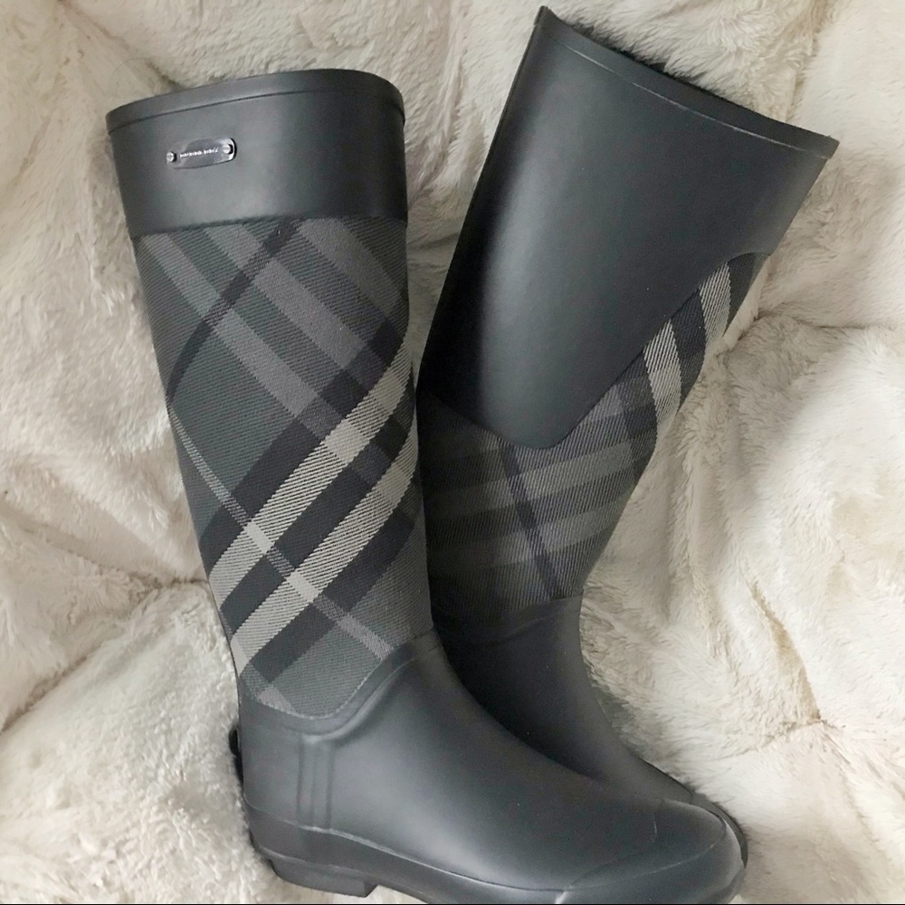Gray Burberry Rain Boots